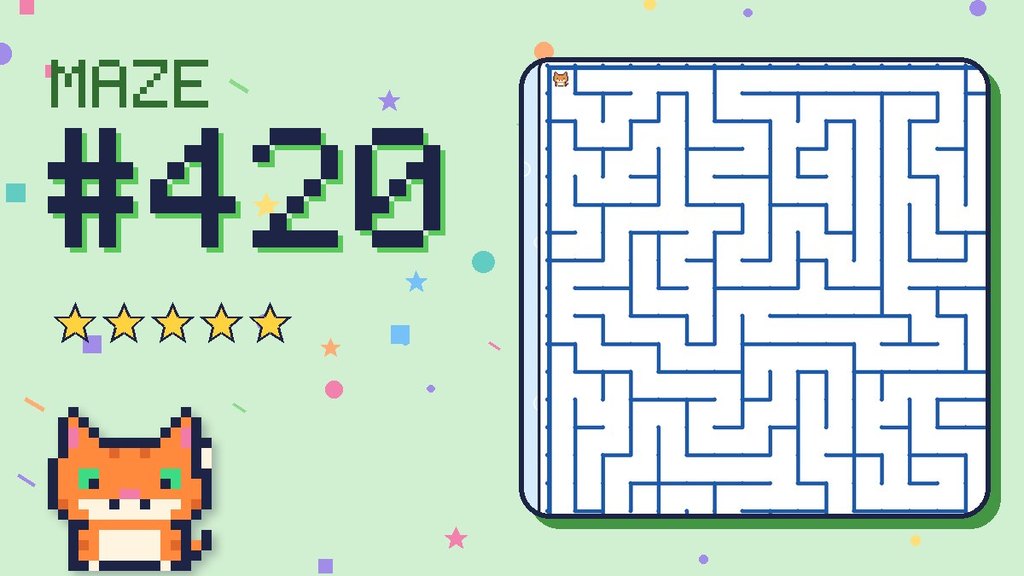Maze 420 card: a corner of the ocean cave maze with Pixel