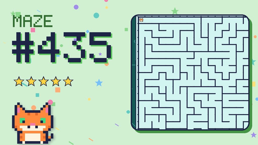 Maze 435 card: a corner of the circuit board maze with Pixel
