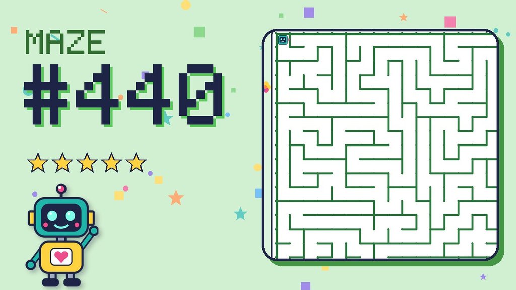 Maze 440 card: a corner of the garden maze with Beep