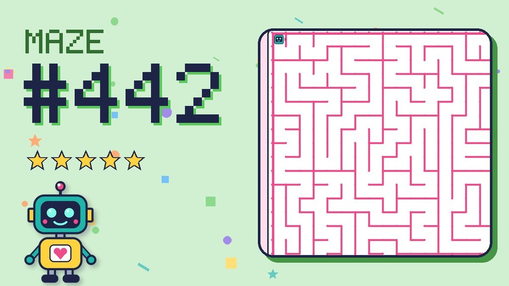 Maze 442 card: a corner of the candy castle maze with Beep