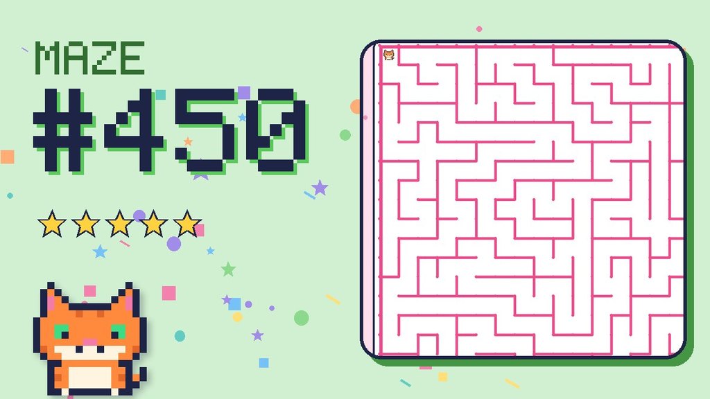 Maze 450 card: a corner of the candy castle maze with Pixel