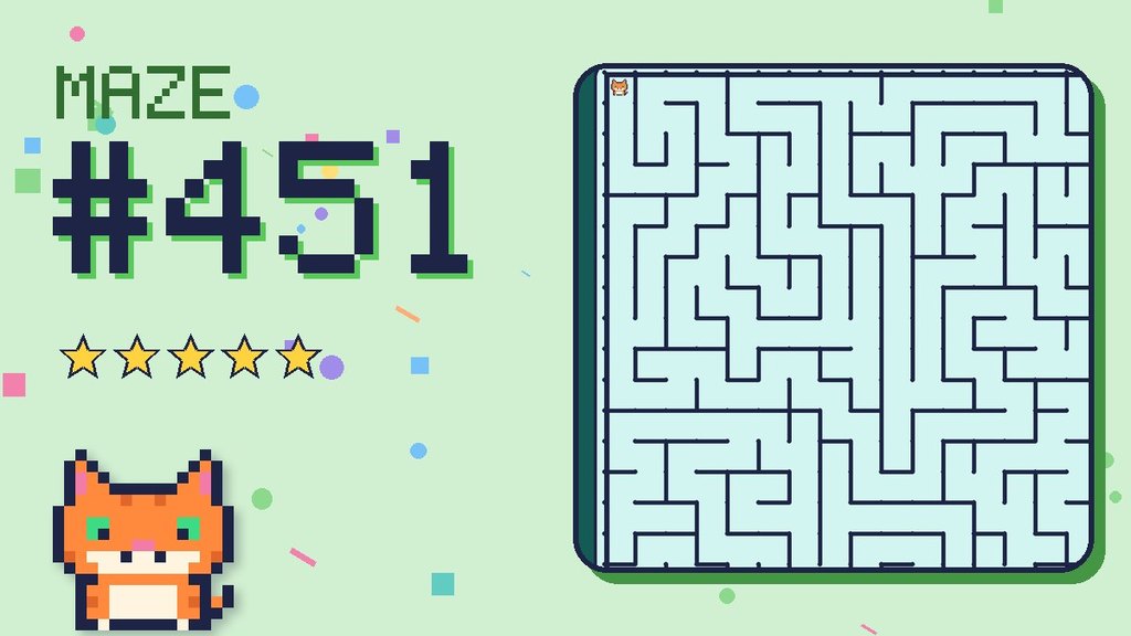 Maze 451 card: a corner of the circuit board maze with Pixel