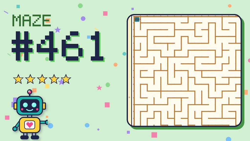 Maze 461 card: a corner of the desert ruins maze with Beep