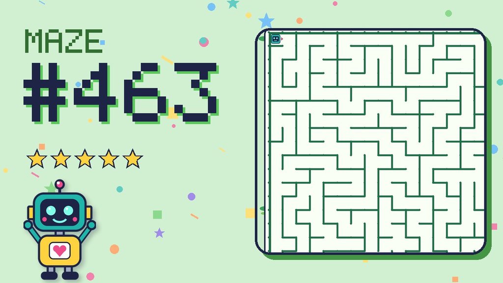 Maze 463 card: a corner of the pixel jungle maze with Beep