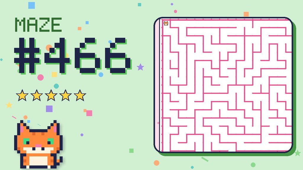 Maze 466 card: a corner of the candy castle maze with Pixel