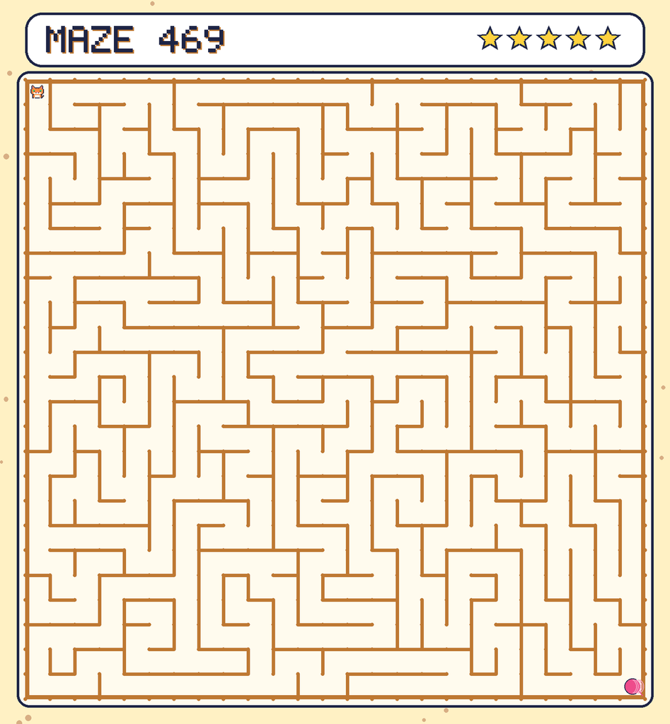 Maze 469. Pixel starts in the top-left corner. The ball of yarn is in the bottom-right corner.