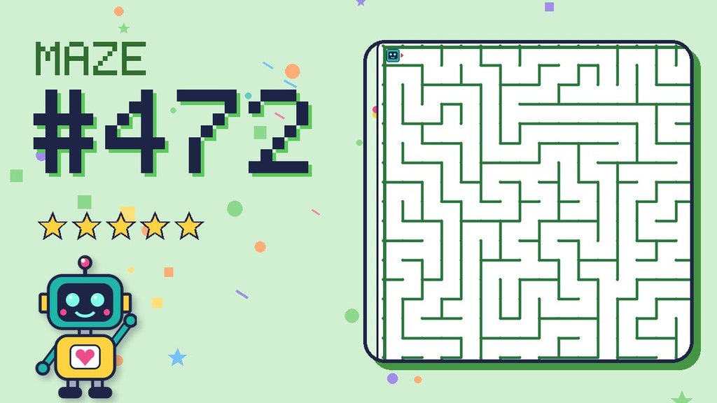 Maze 472 card: a corner of the garden maze with Beep