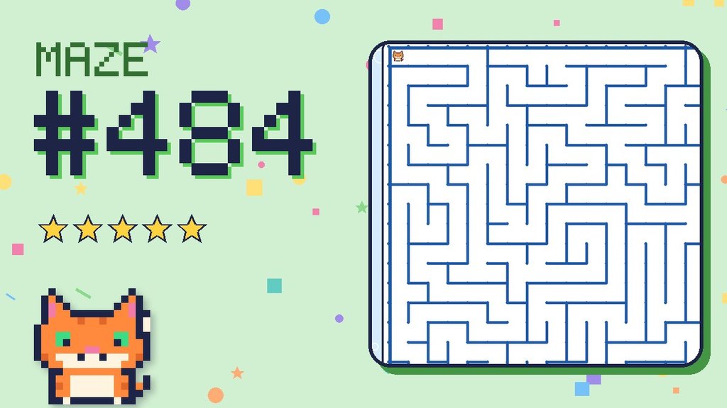 Maze 484 card: a corner of the ocean cave maze with Pixel
