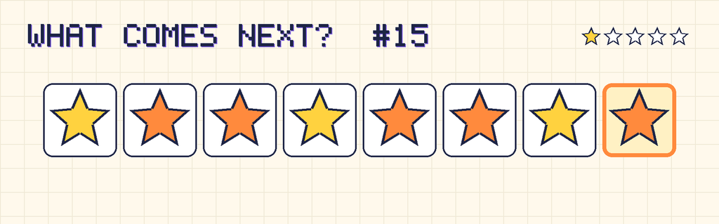 The finished pattern: yellow star, orange star, orange star, yellow star, orange star, orange star, yellow star, orange star.