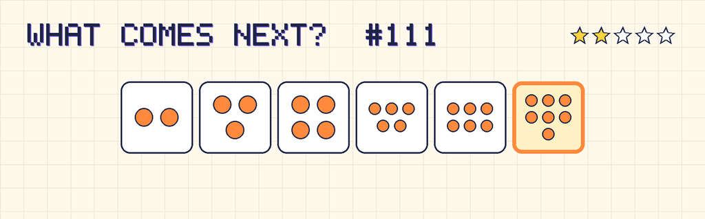 The finished pattern: 2 dots, 3 dots, 4 dots, 5 dots, 6 dots, 7 dots.