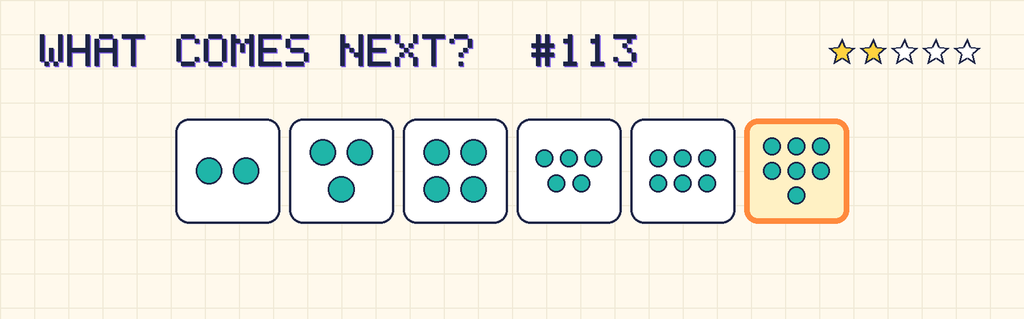 The finished pattern: 2 dots, 3 dots, 4 dots, 5 dots, 6 dots, 7 dots.