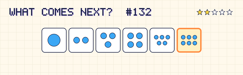 The finished pattern: 1 dot, 2 dots, 3 dots, 4 dots, 5 dots, 6 dots.