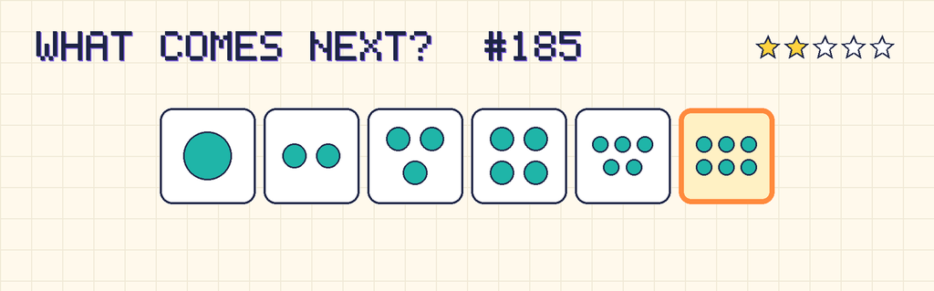 The finished pattern: 1 dot, 2 dots, 3 dots, 4 dots, 5 dots, 6 dots.