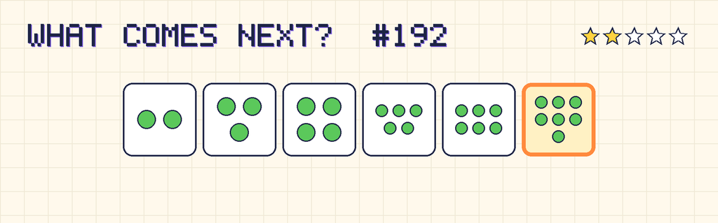 The finished pattern: 2 dots, 3 dots, 4 dots, 5 dots, 6 dots, 7 dots.