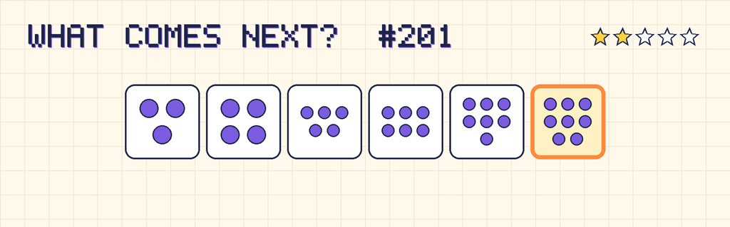 The finished pattern: 3 dots, 4 dots, 5 dots, 6 dots, 7 dots, 8 dots.