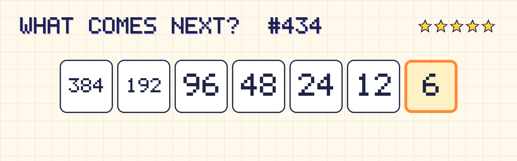 The finished pattern: 384, 192, 96, 48, 24, 12, 6.