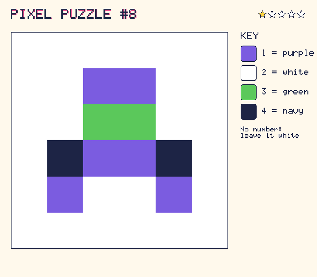 The finished pixel picture: a pixel creature.