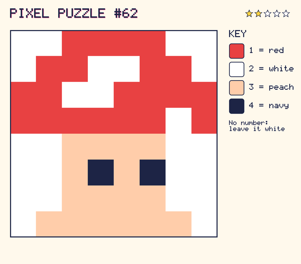 The finished pixel picture: a mushroom.