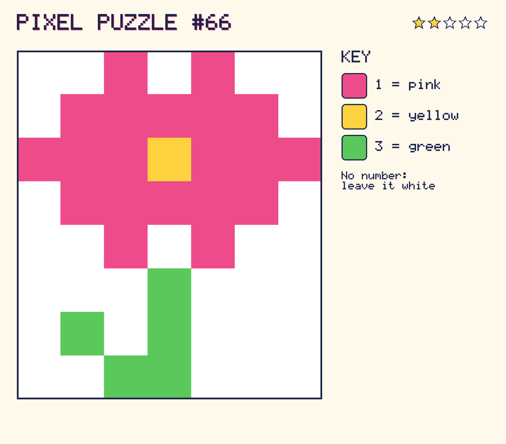 The finished pixel picture: a flower.