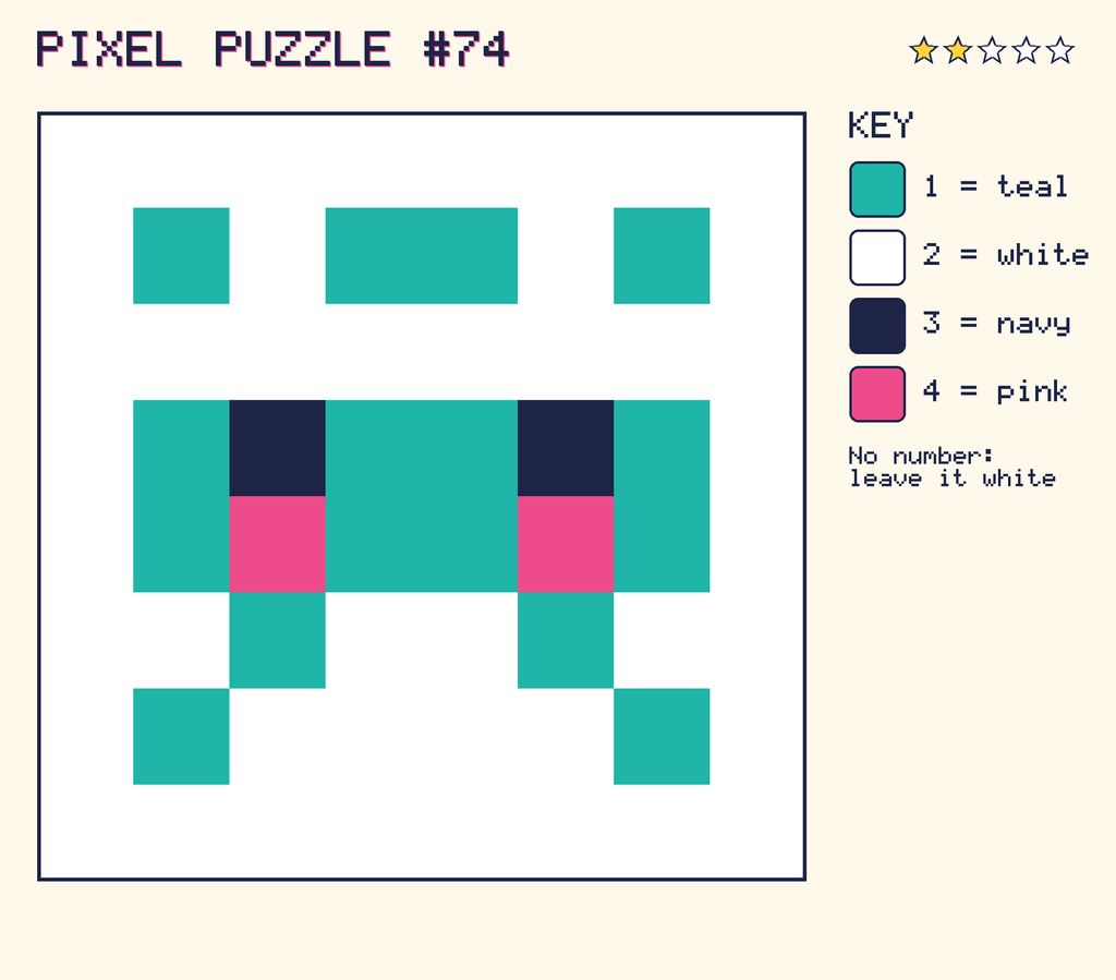The finished pixel picture: a pixel creature.