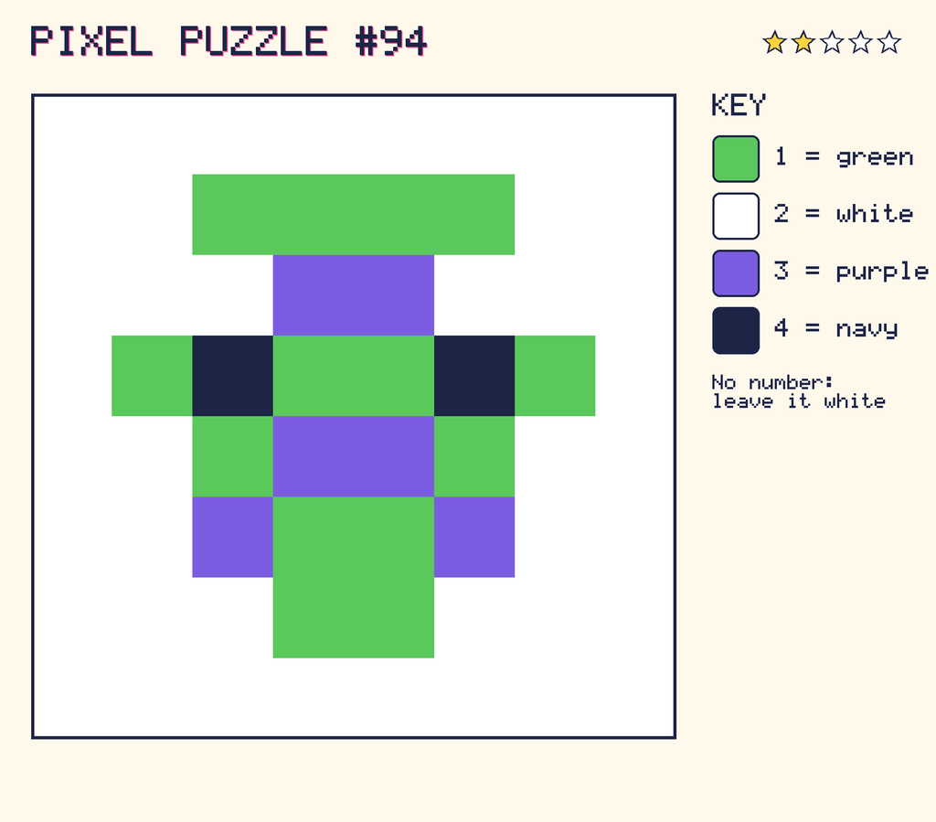 The finished pixel picture: a pixel creature.