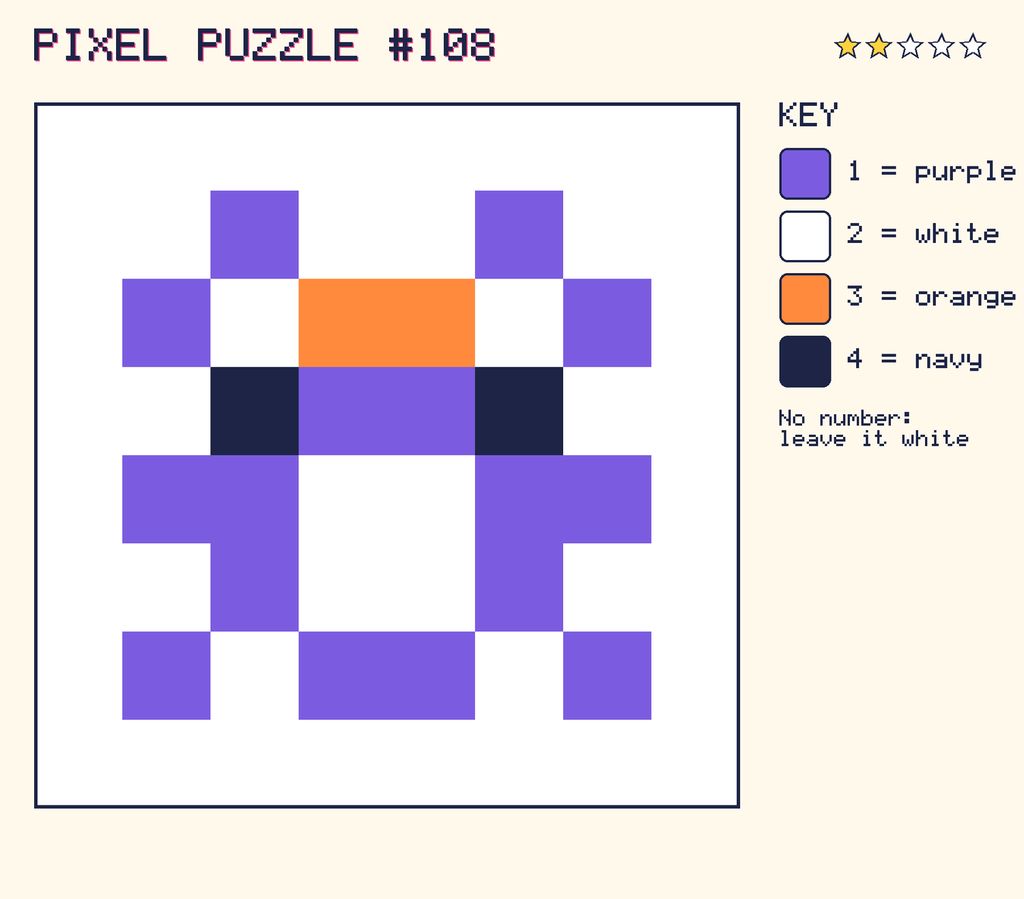 The finished pixel picture: a pixel creature.