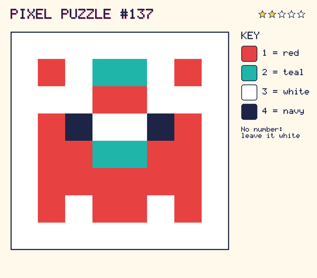 The finished pixel picture: a pixel creature.