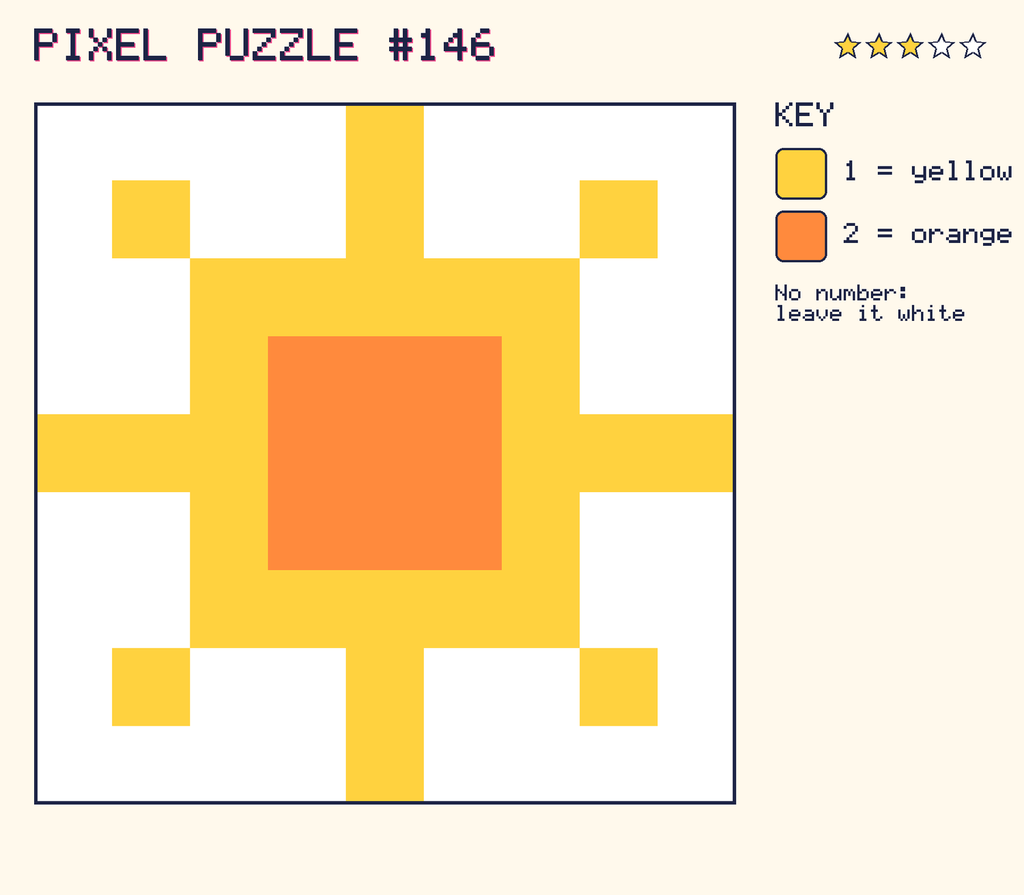 The finished pixel picture: the sun.