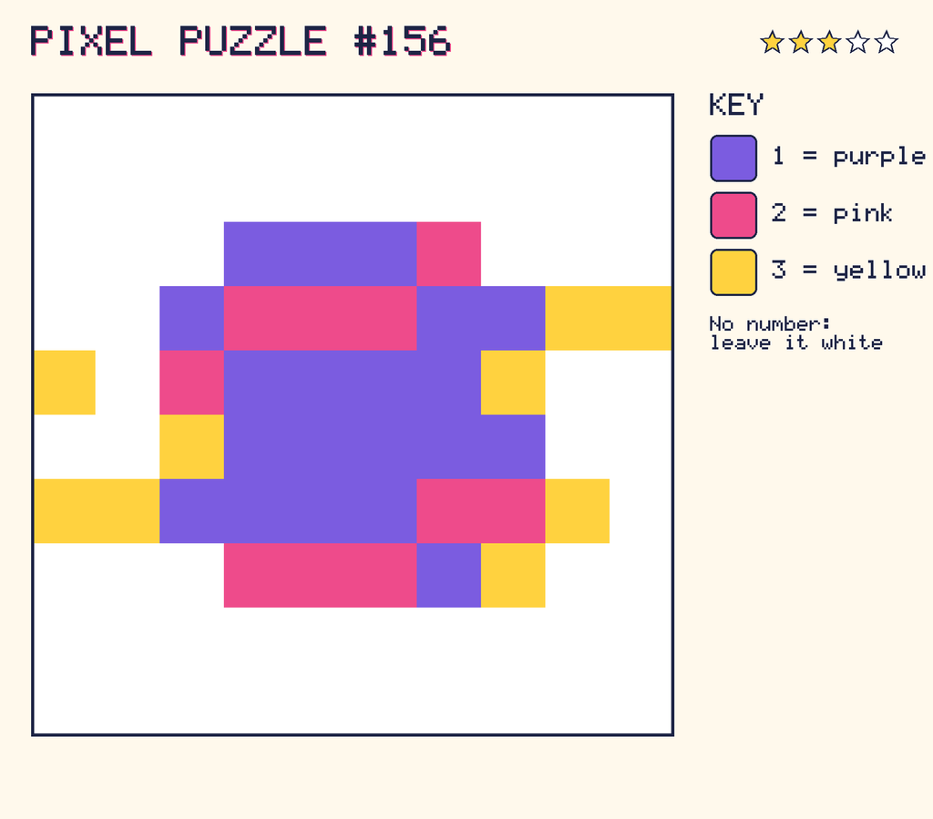 The finished pixel picture: a planet with a ring.