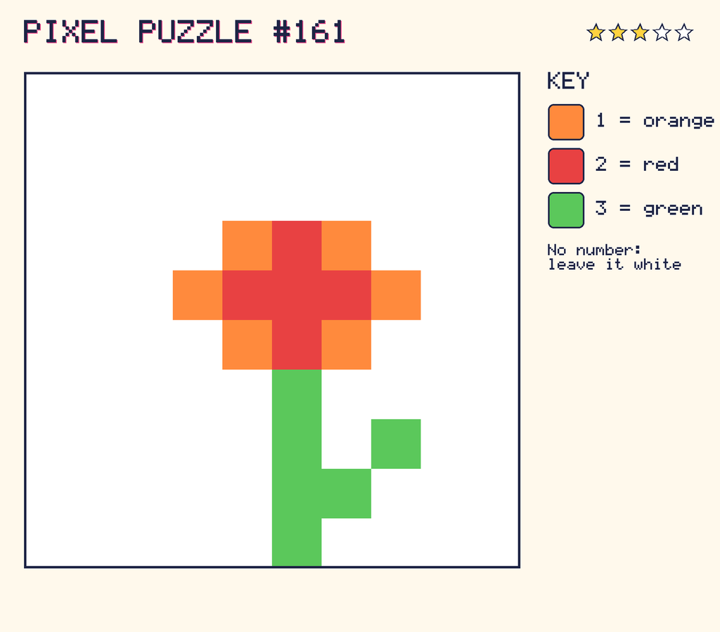 The finished pixel picture: a flower.