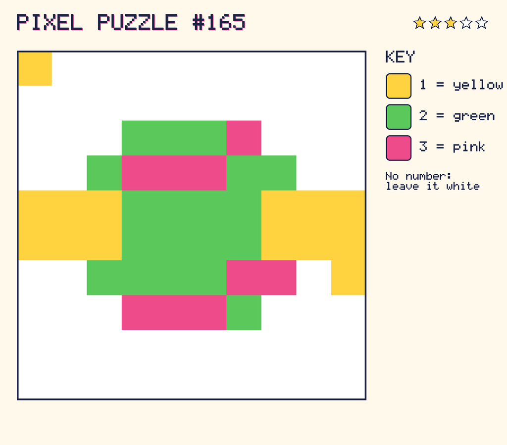 The finished pixel picture: a planet with a ring.
