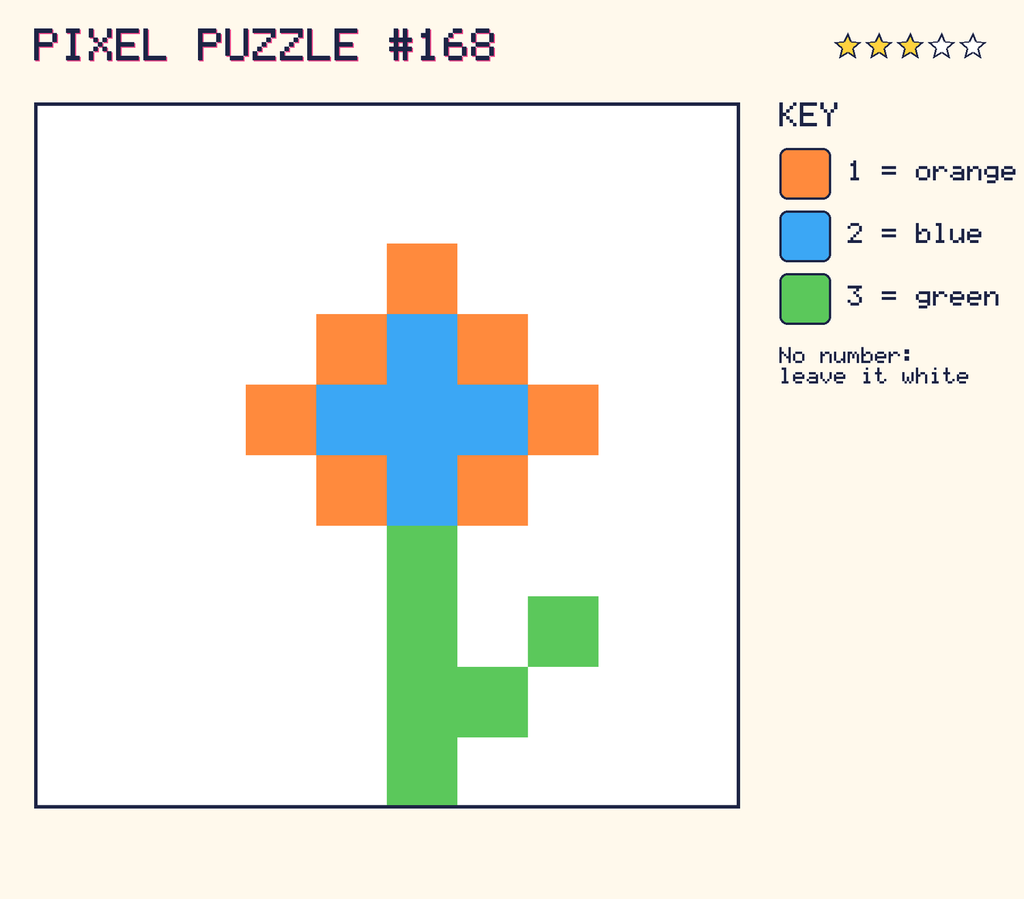 The finished pixel picture: a flower.