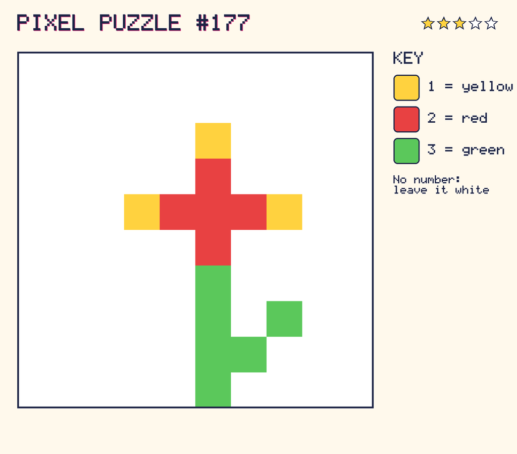 The finished pixel picture: a flower.