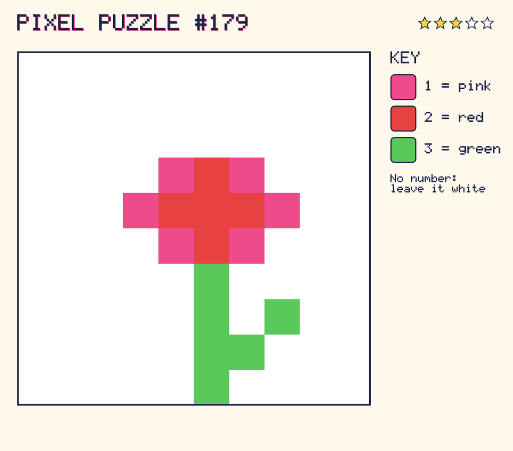 The finished pixel picture: a flower.