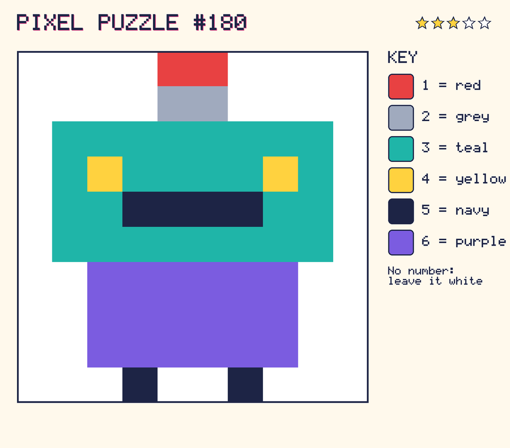 The finished pixel picture: a robot.