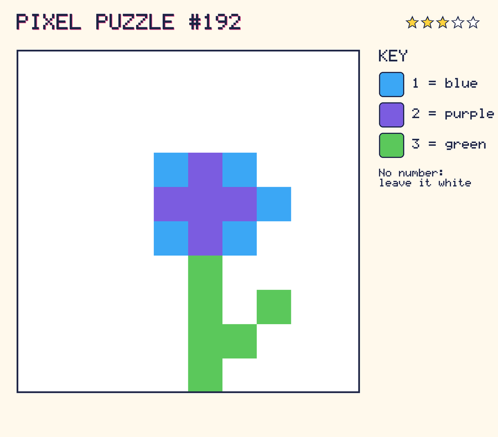 The finished pixel picture: a flower.