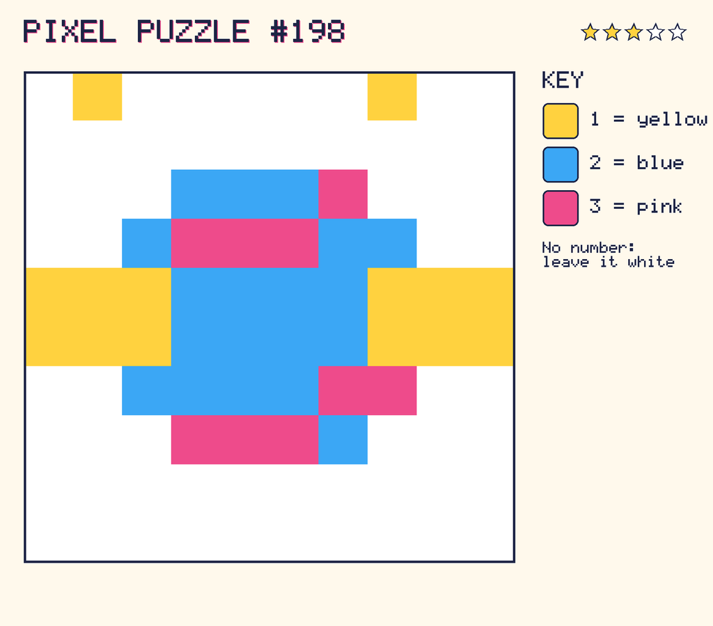 The finished pixel picture: a planet with a ring.