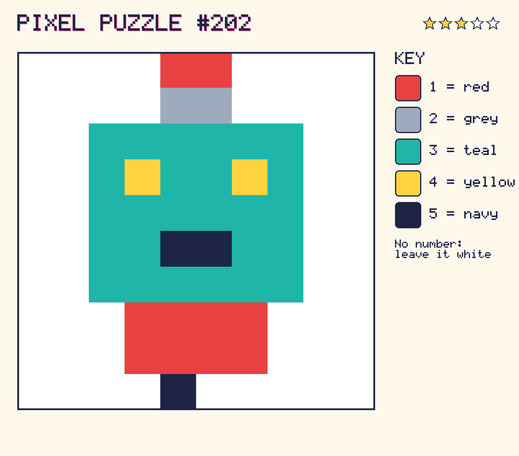 The finished pixel picture: a robot.