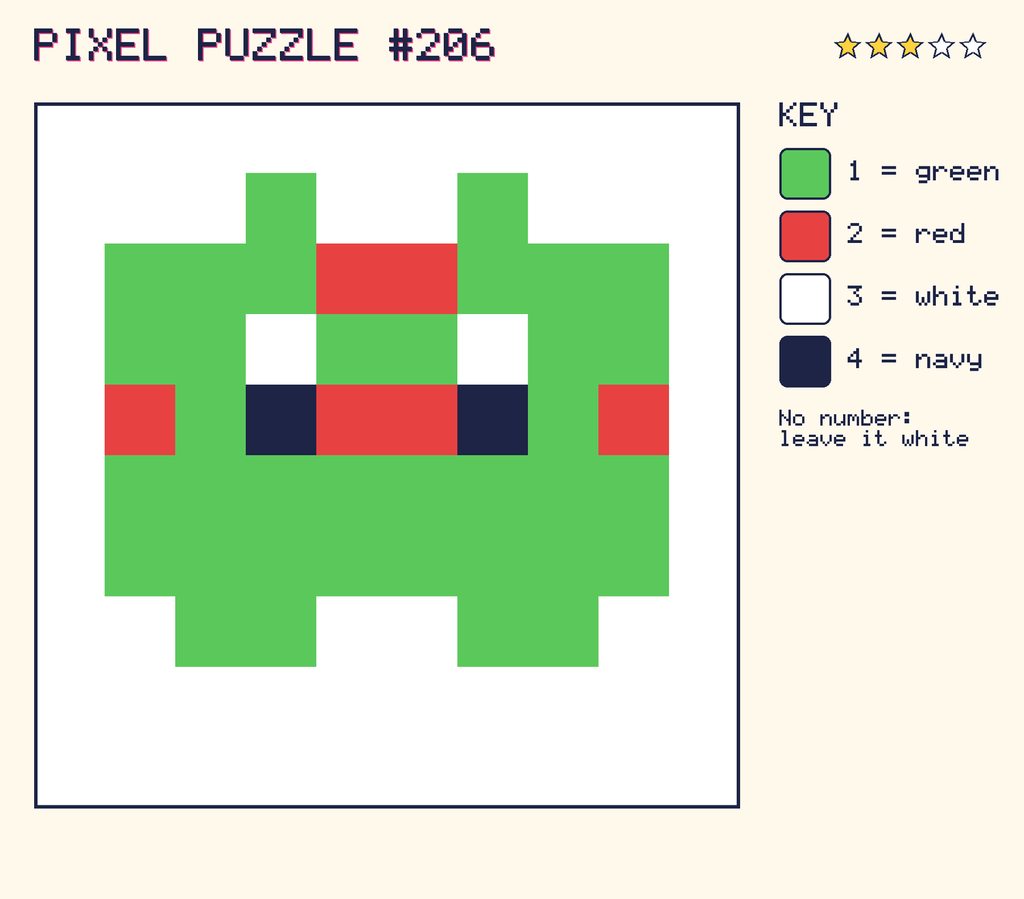 The finished pixel picture: a pixel creature.