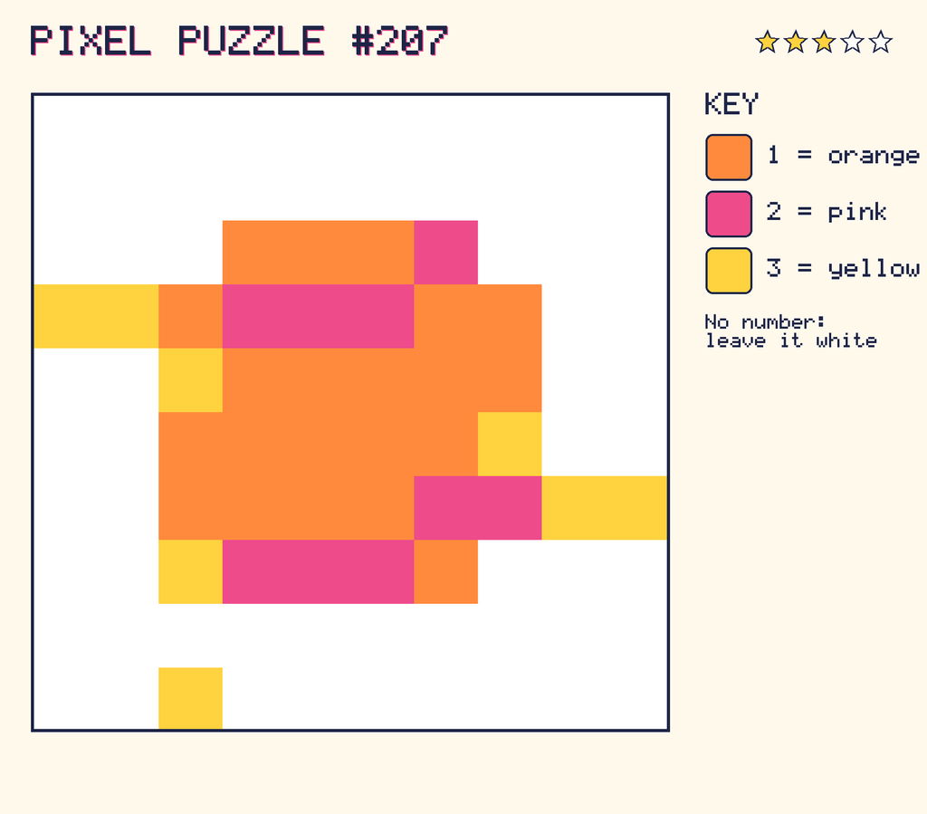 The finished pixel picture: a planet with a ring.