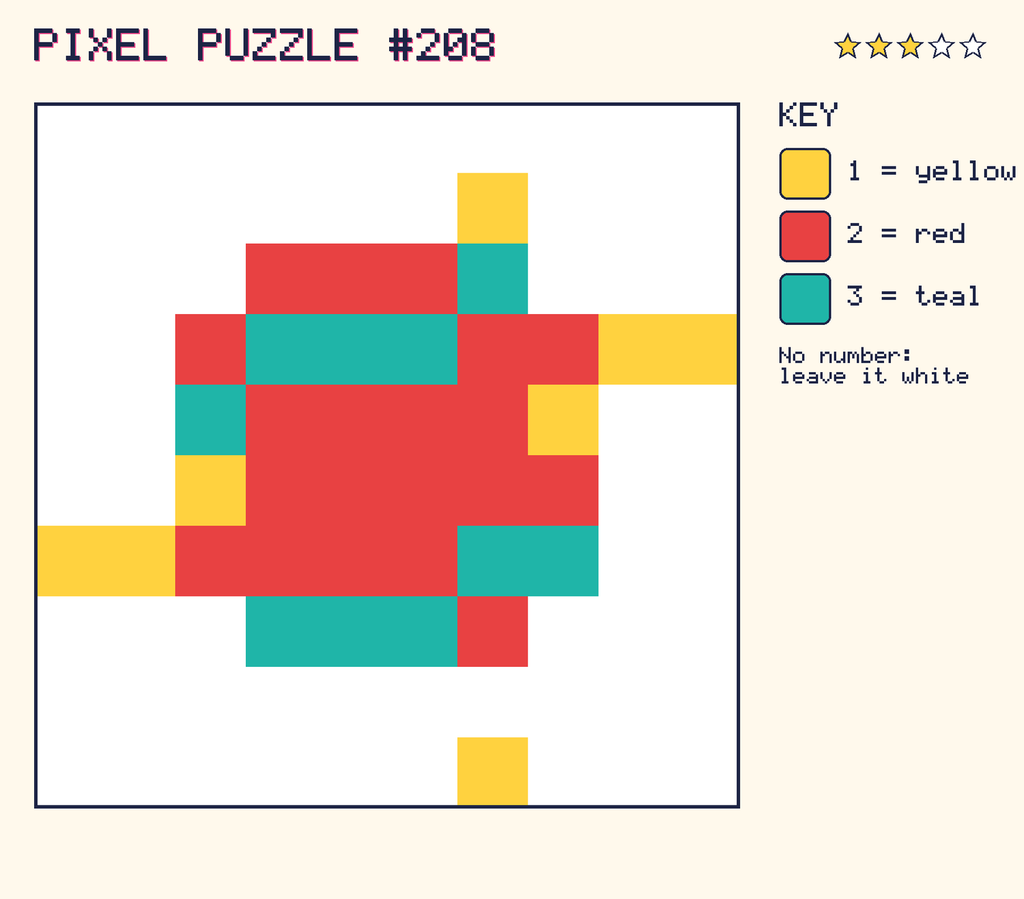 The finished pixel picture: a planet with a ring.