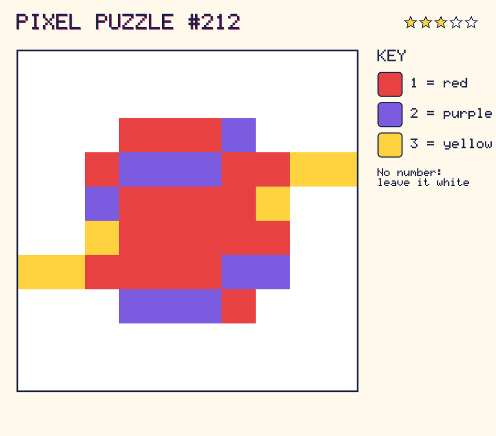 The finished pixel picture: a planet with a ring.