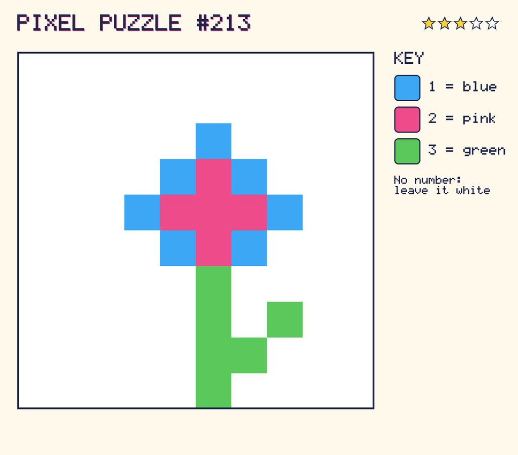 The finished pixel picture: a flower.