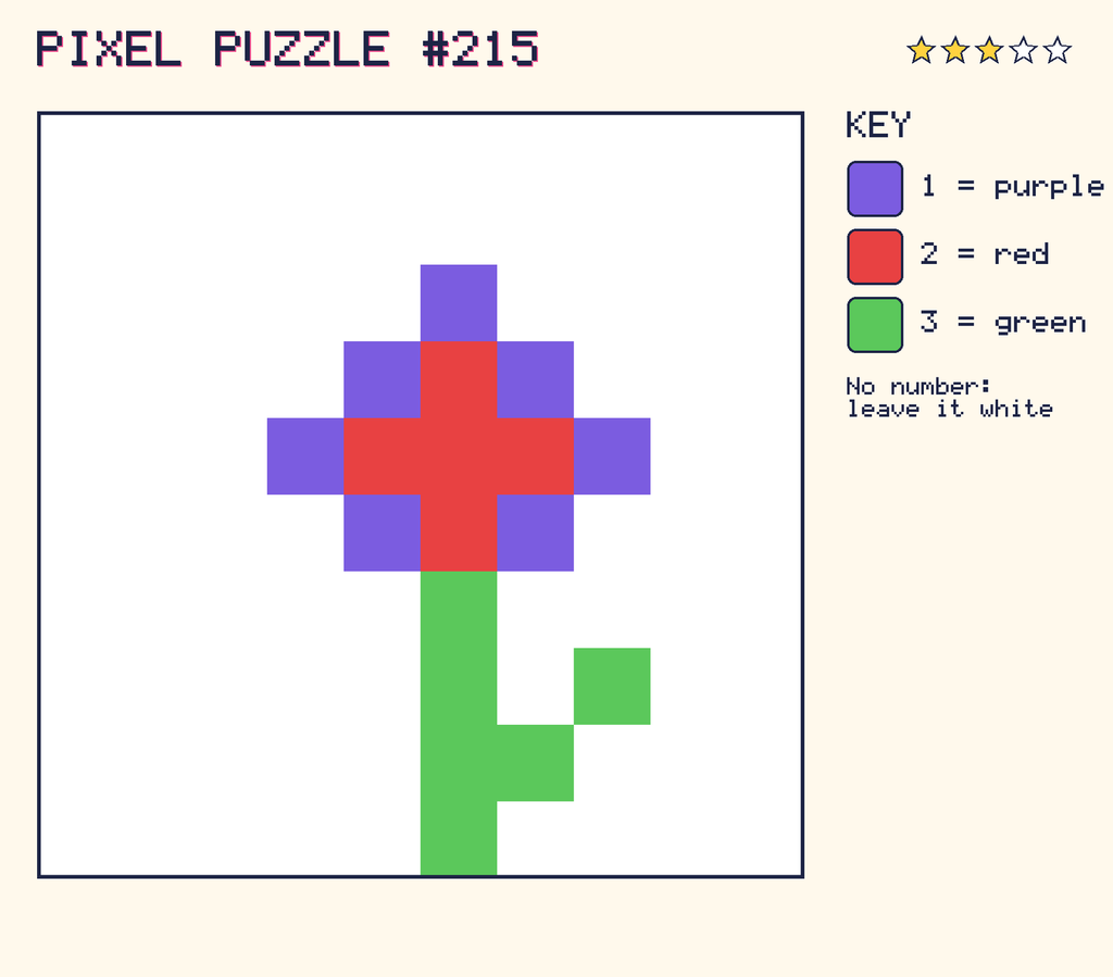 The finished pixel picture: a flower.