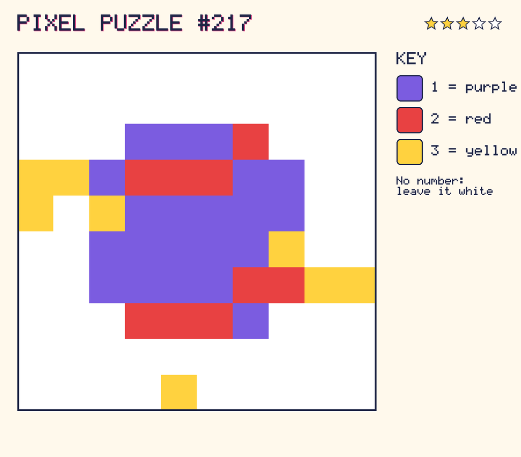The finished pixel picture: a planet with a ring.