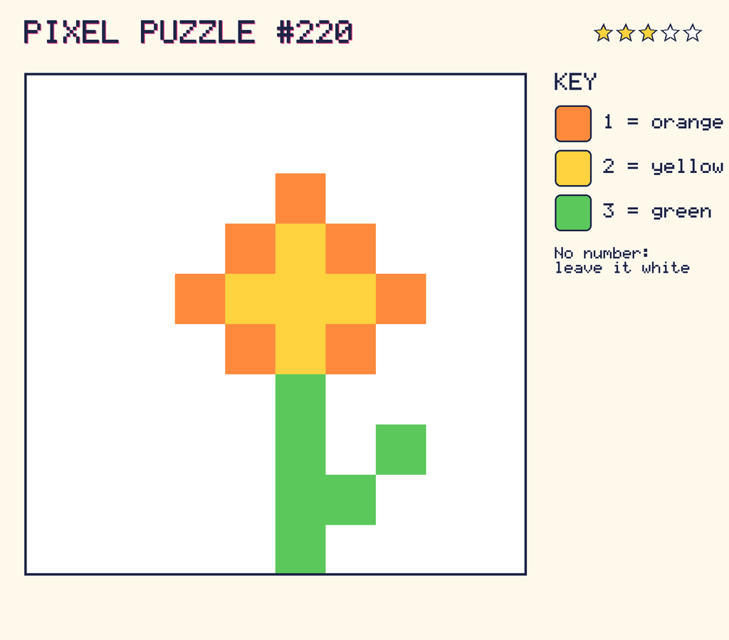 The finished pixel picture: a flower.