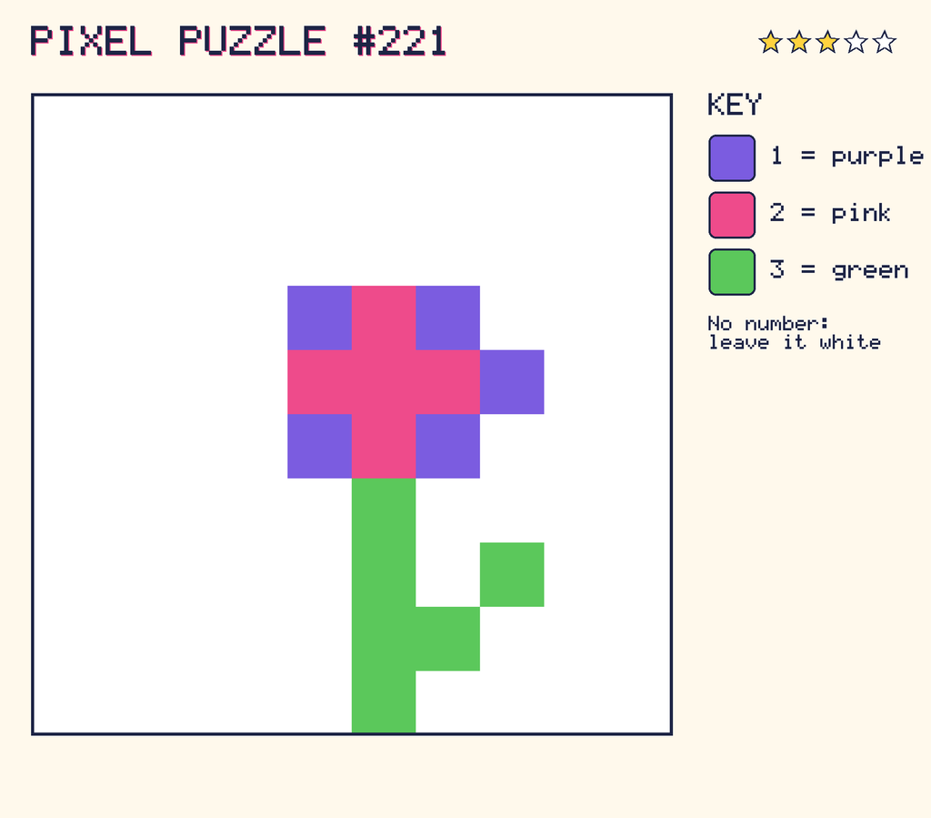 The finished pixel picture: a flower.