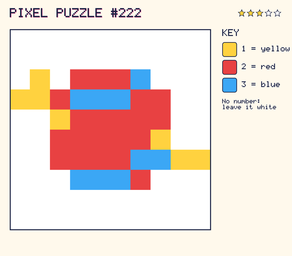 The finished pixel picture: a planet with a ring.