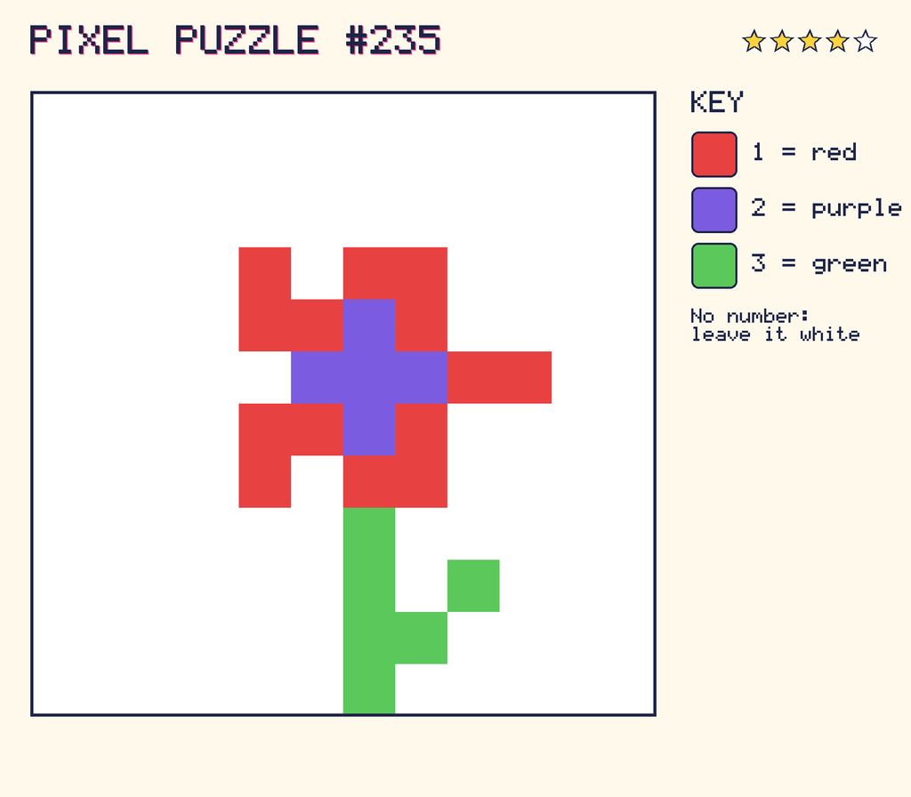 The finished pixel picture: a flower.