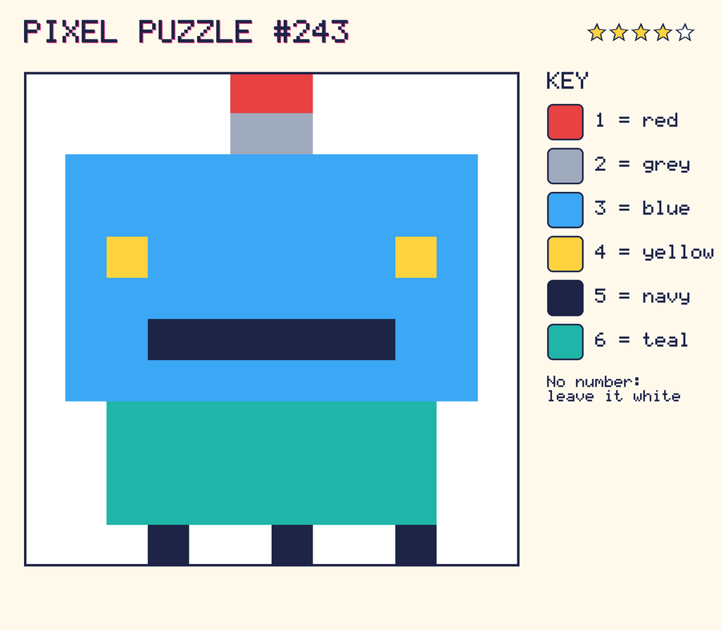 The finished pixel picture: a robot.